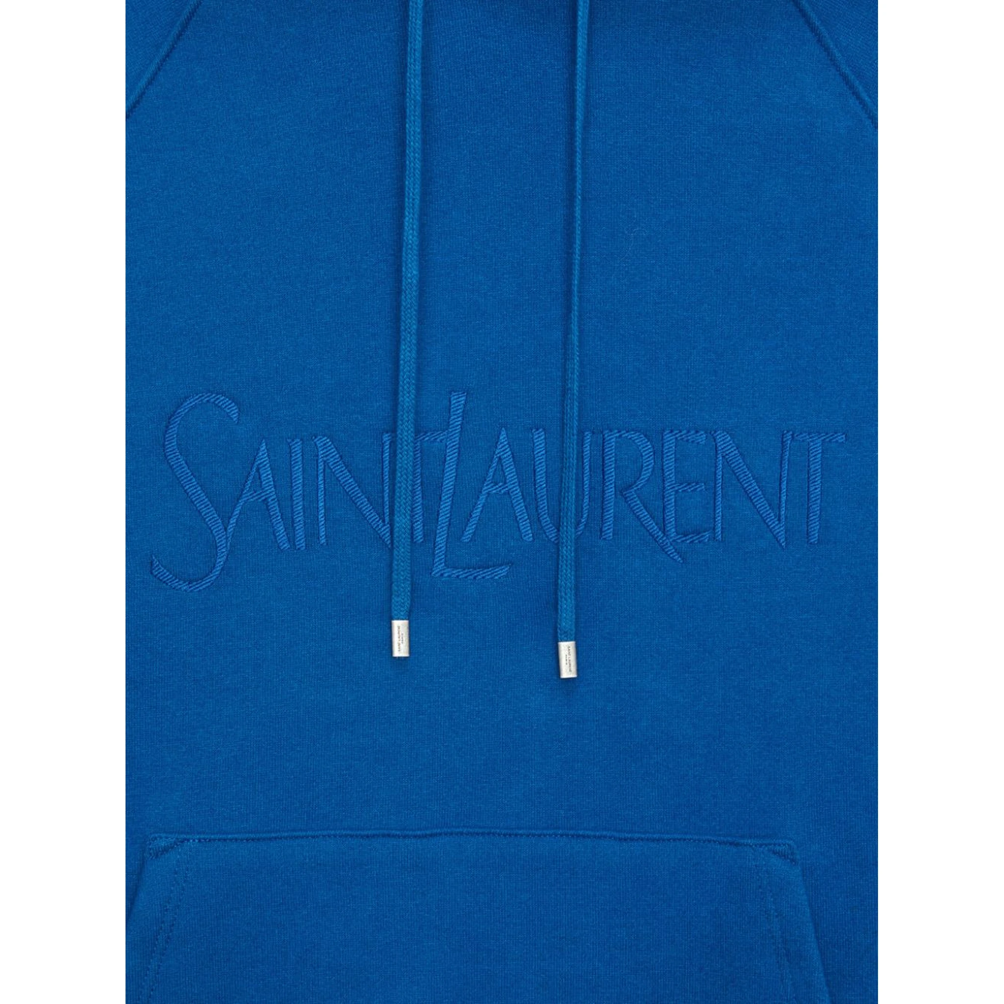 Saint Laurent logo-embroidered cotton hoodie