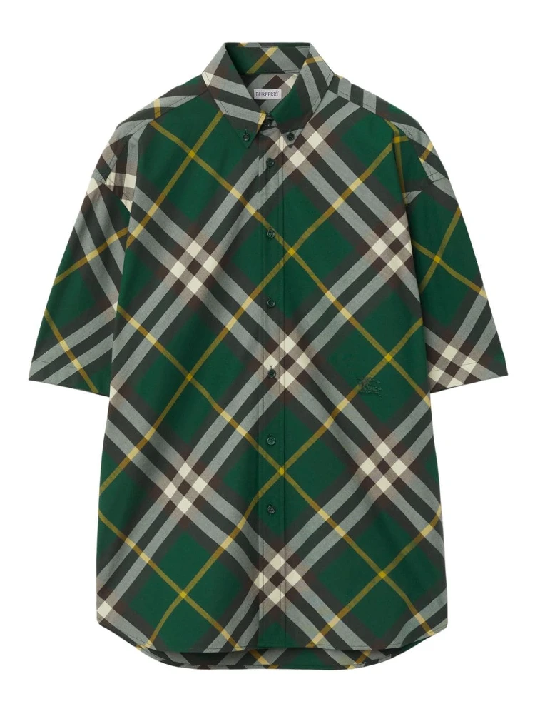 EKD-embroidered checkered cotton shirt