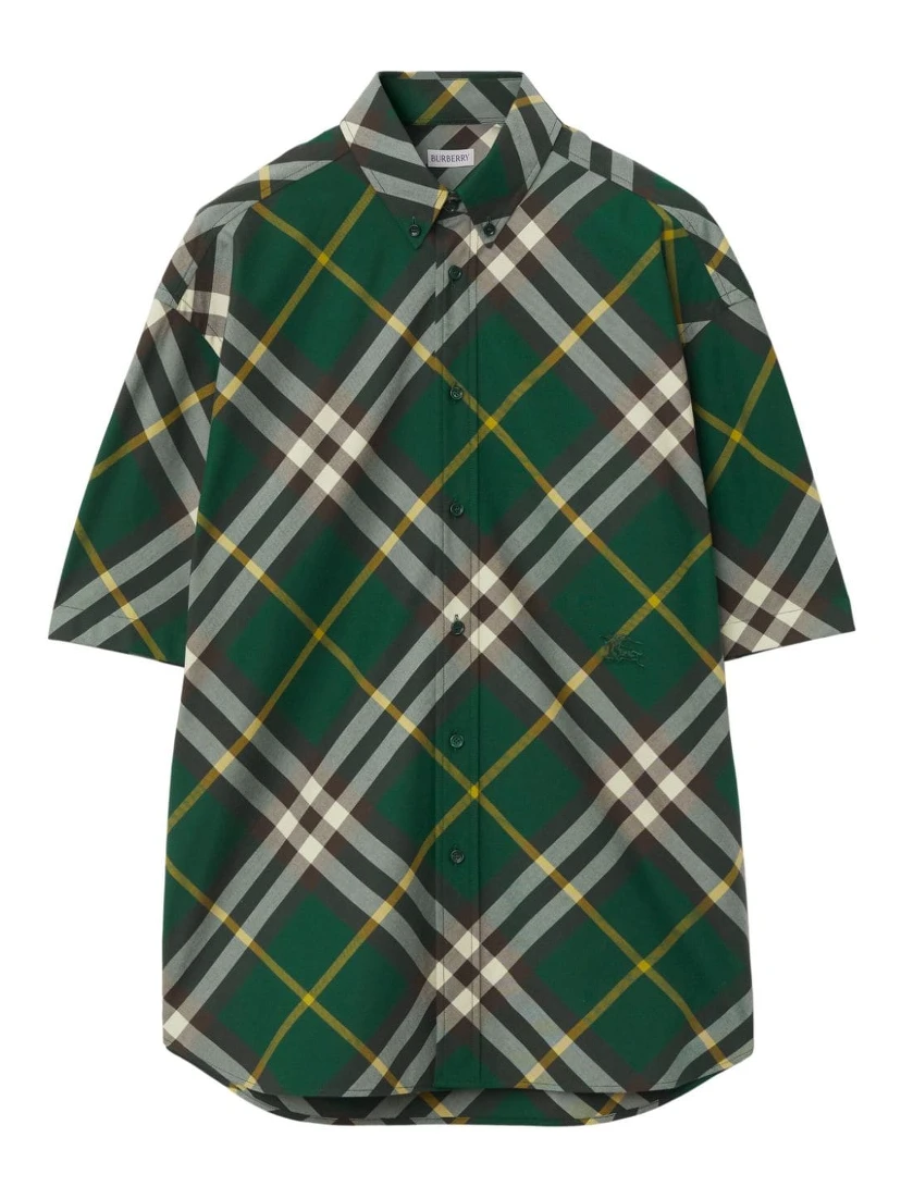 EKD-embroidered checkered cotton shirt