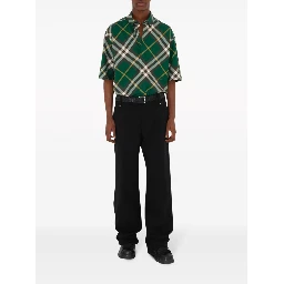 EKD-embroidered checkered cotton shirt