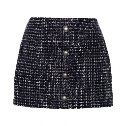 metallic-threading tweed skirt