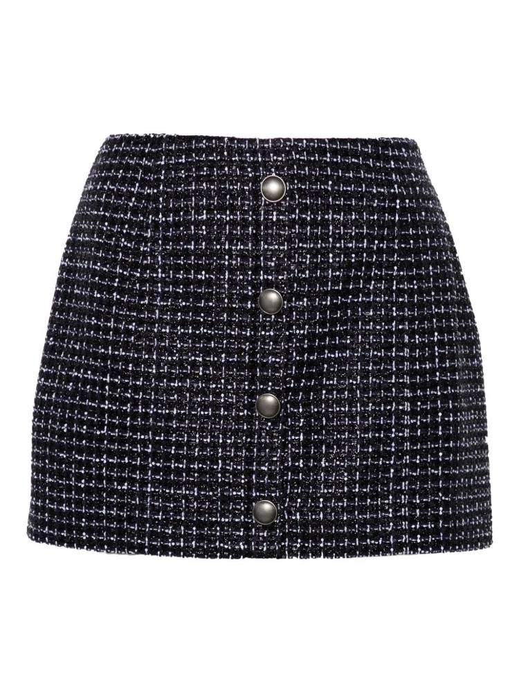 metallic-threading tweed skirt