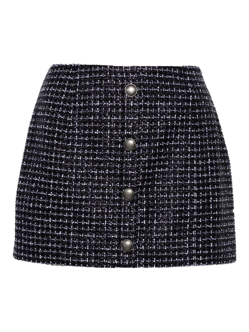 metallic-threading tweed skirt