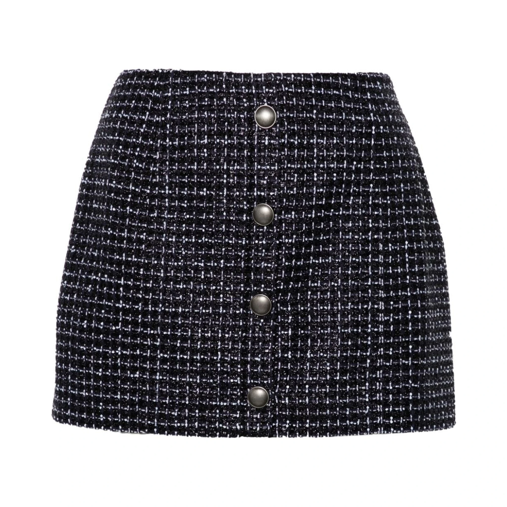 metallic-threading tweed skirt