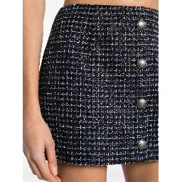metallic-threading tweed skirt