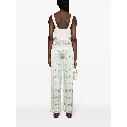Women Printed Silk Straight Leg Trousers In Multi