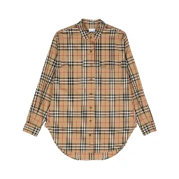 Vintage Check Stretch Cotton Oversized Shirt