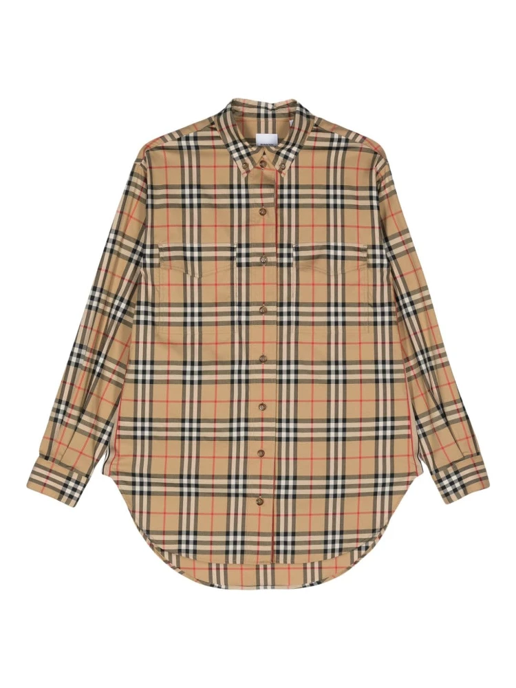 Vintage Check Stretch Cotton Oversized Shirt