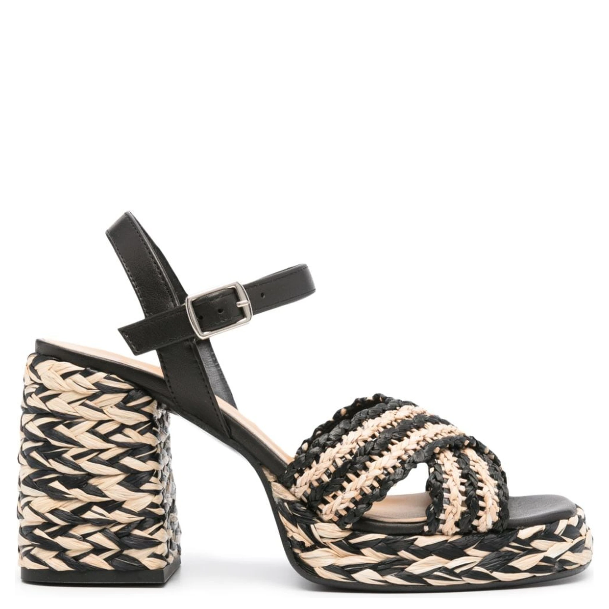 Castañer Valeria Rafia Woven Sandals In Black