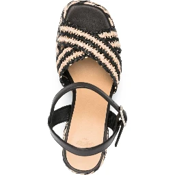 Castañer Valeria Rafia Woven Sandals In Black