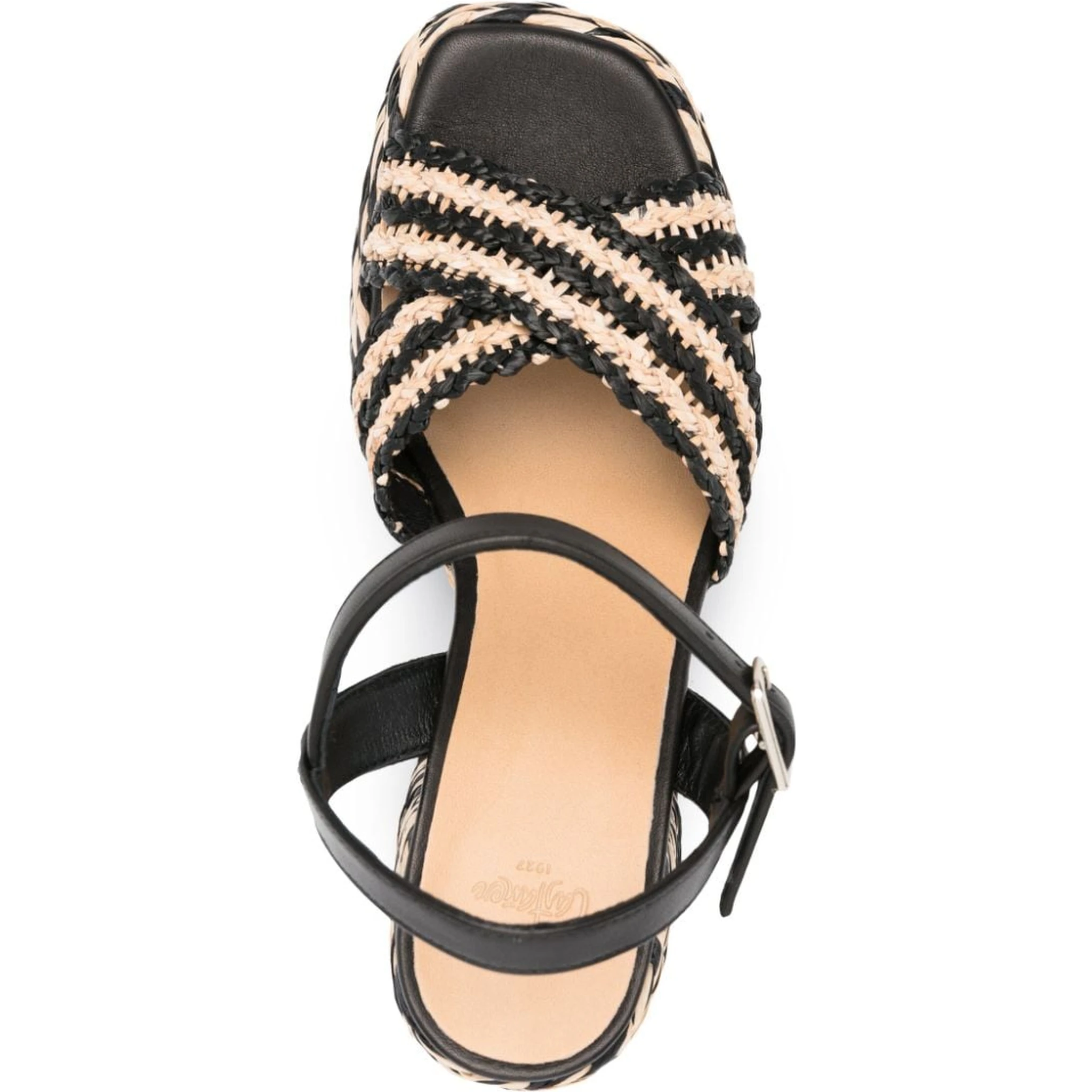 Castañer Valeria Rafia Woven Sandals In Black