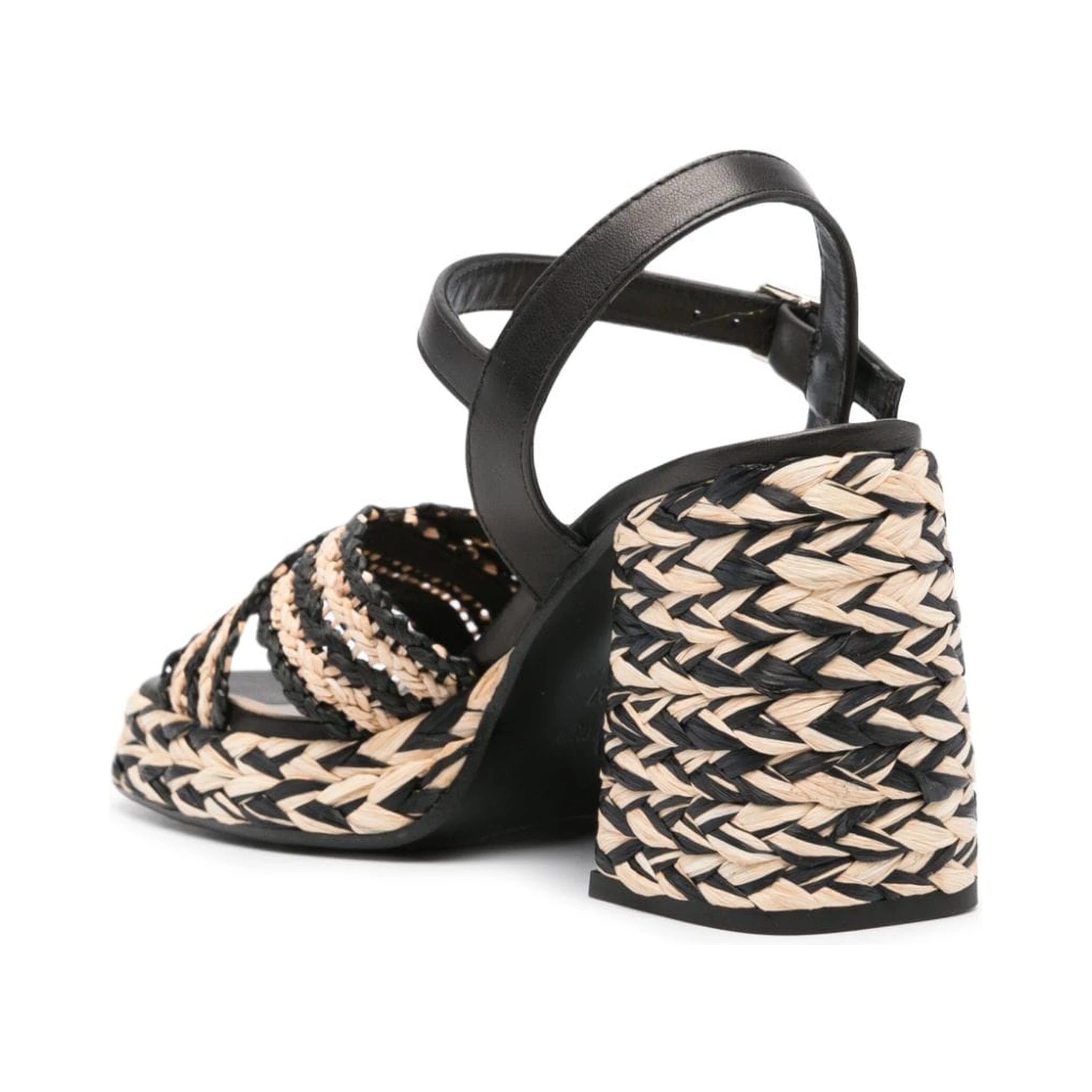 Castañer Valeria Rafia Woven Sandals In Black