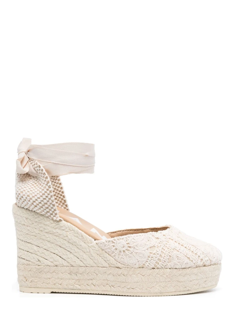 Womens Bone Yucatan Ankle-tie Raffia Espadrille Wedges