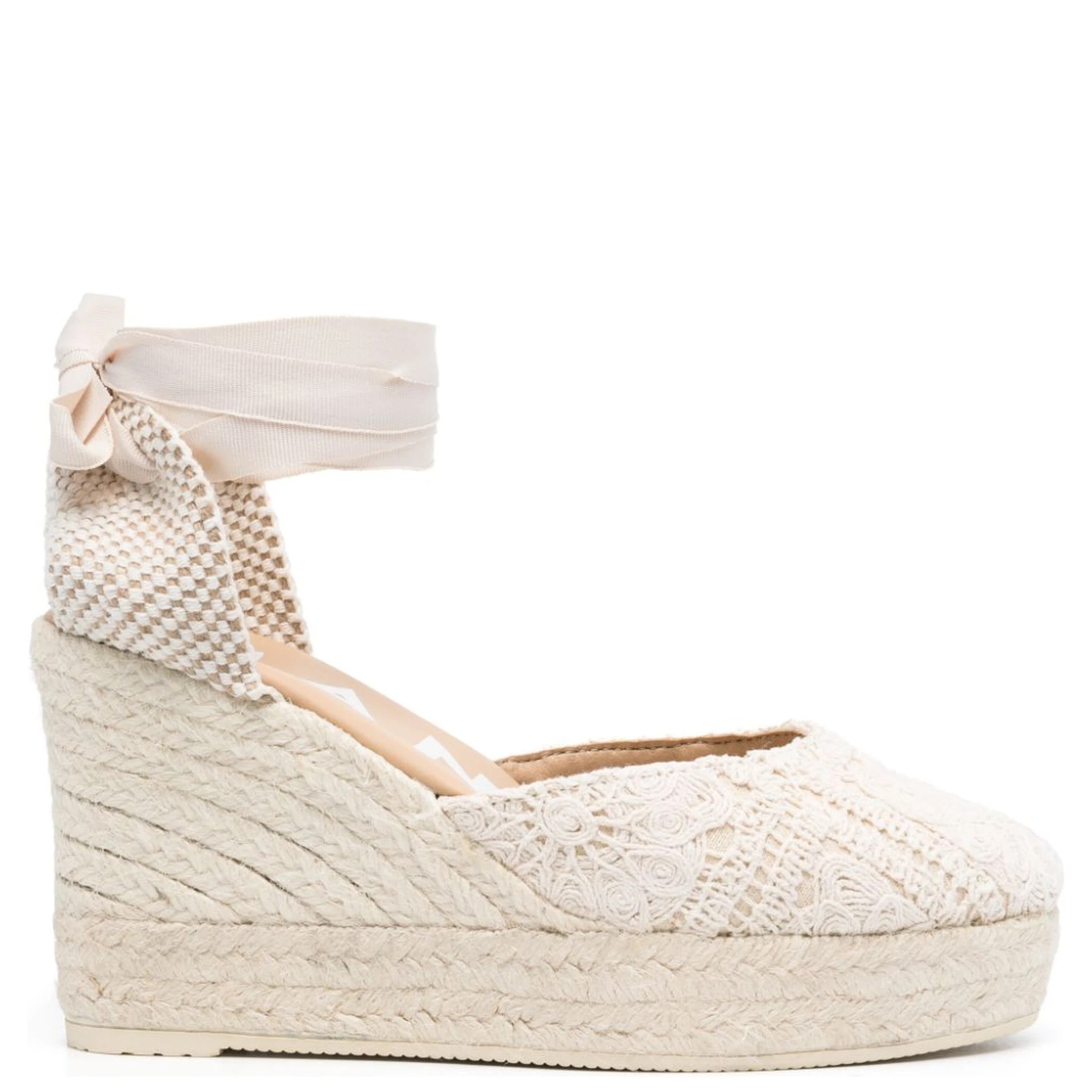 Womens Bone Yucatan Ankle-tie Raffia Espadrille Wedges
