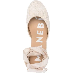 Womens Bone Yucatan Ankle-tie Raffia Espadrille Wedges