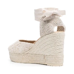 Womens Bone Yucatan Ankle-tie Raffia Espadrille Wedges