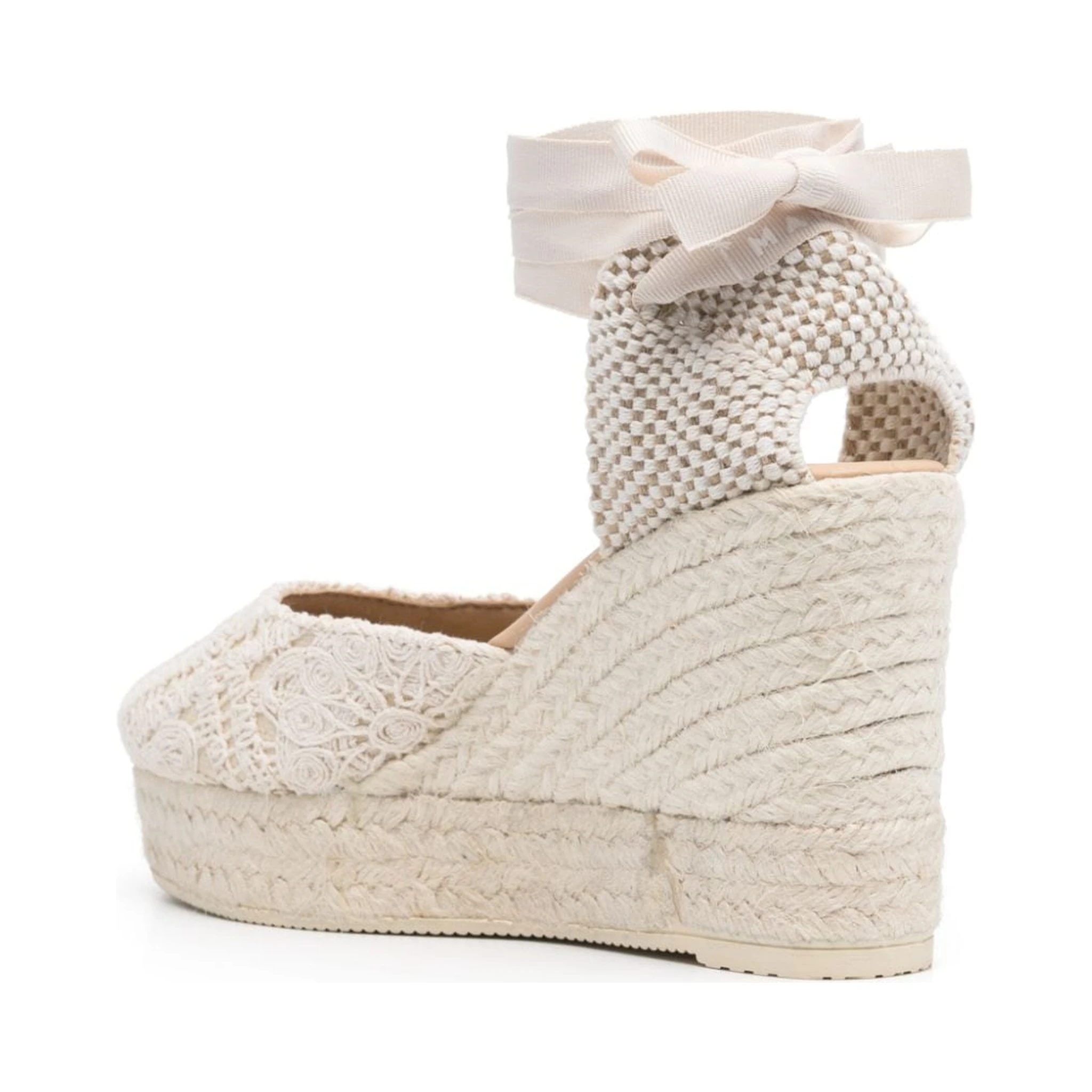 Womens Bone Yucatan Ankle-tie Raffia Espadrille Wedges