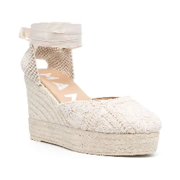 Womens Bone Yucatan Ankle-tie Raffia Espadrille Wedges