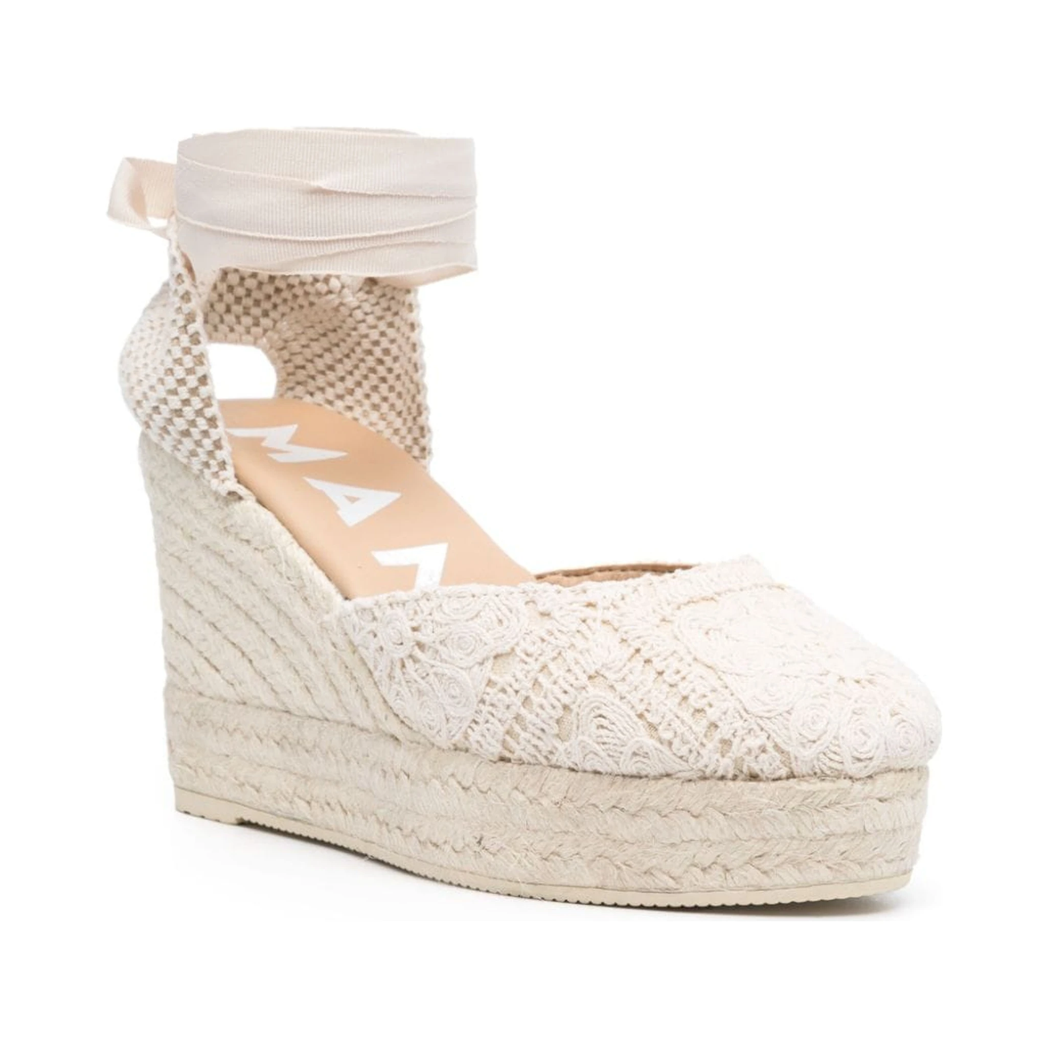 Womens Bone Yucatan Ankle-tie Raffia Espadrille Wedges