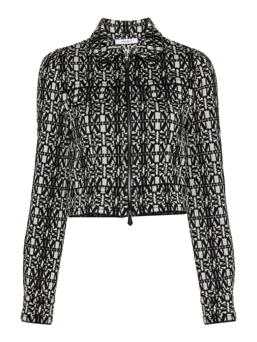 Giacca Tony Crop Con Monogramma In White