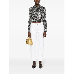 Giacca Tony Crop Con Monogramma In White