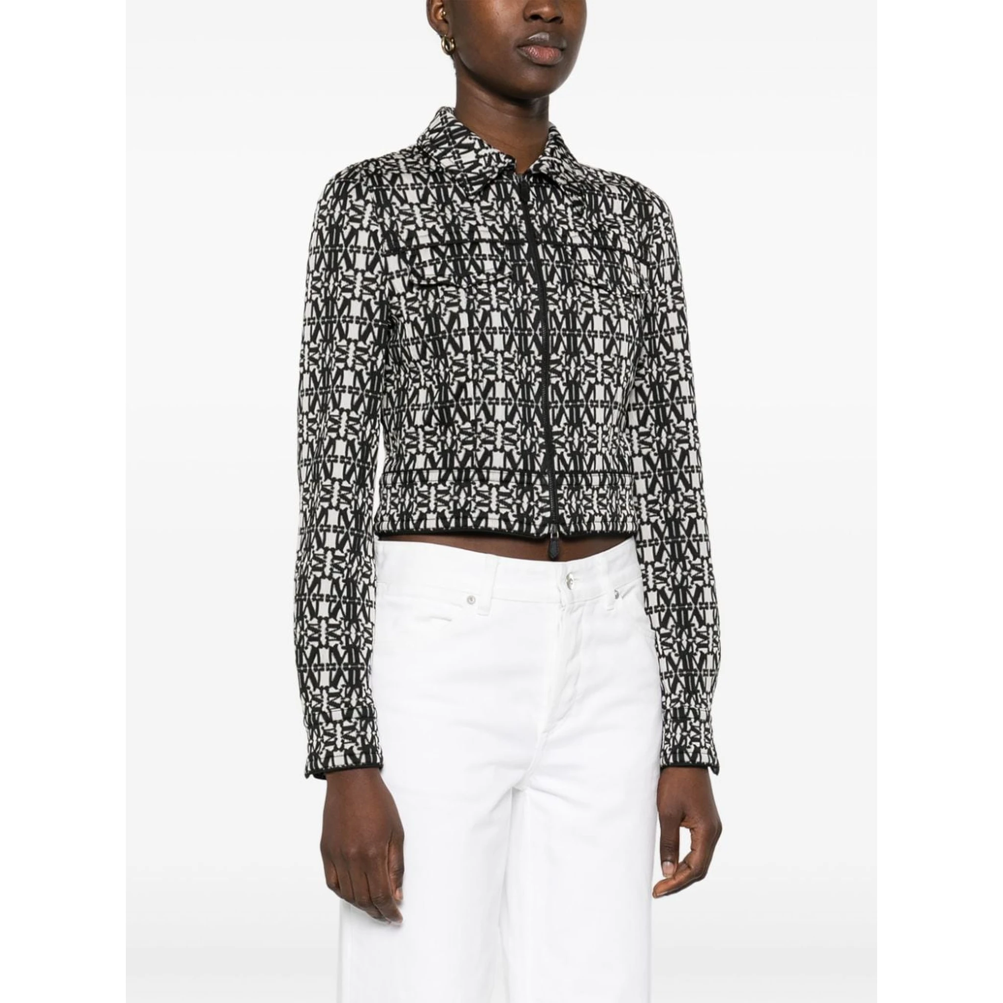 Giacca Tony Crop Con Monogramma In White