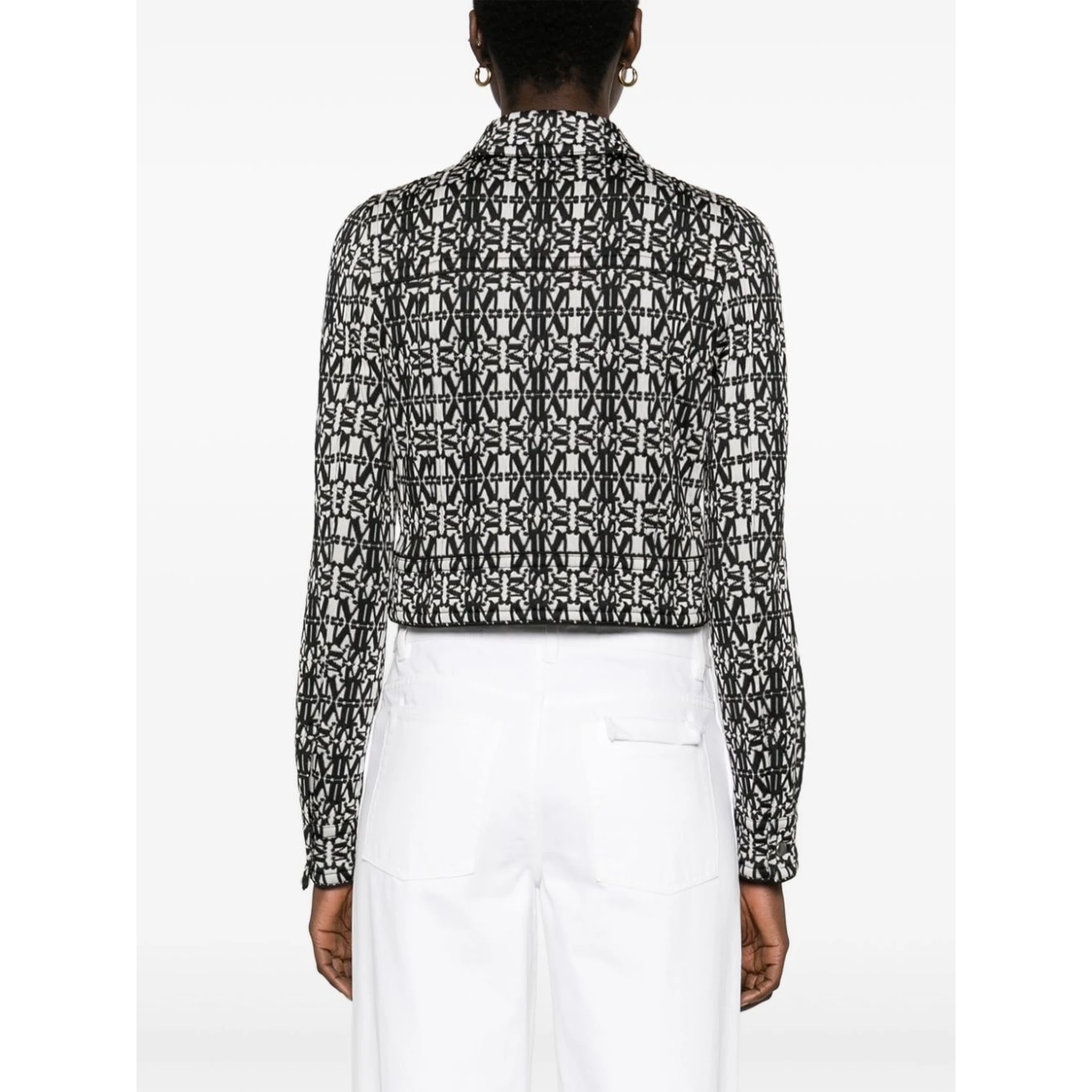 Giacca Tony Crop Con Monogramma In White