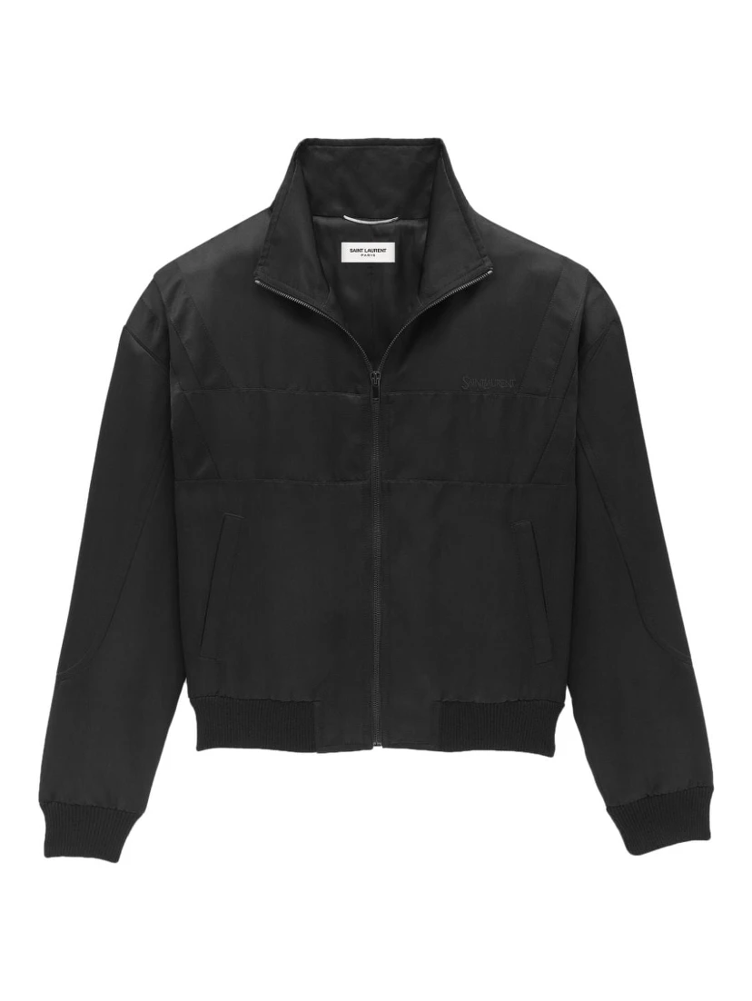 Logo Satin Bomber Jacket In Black