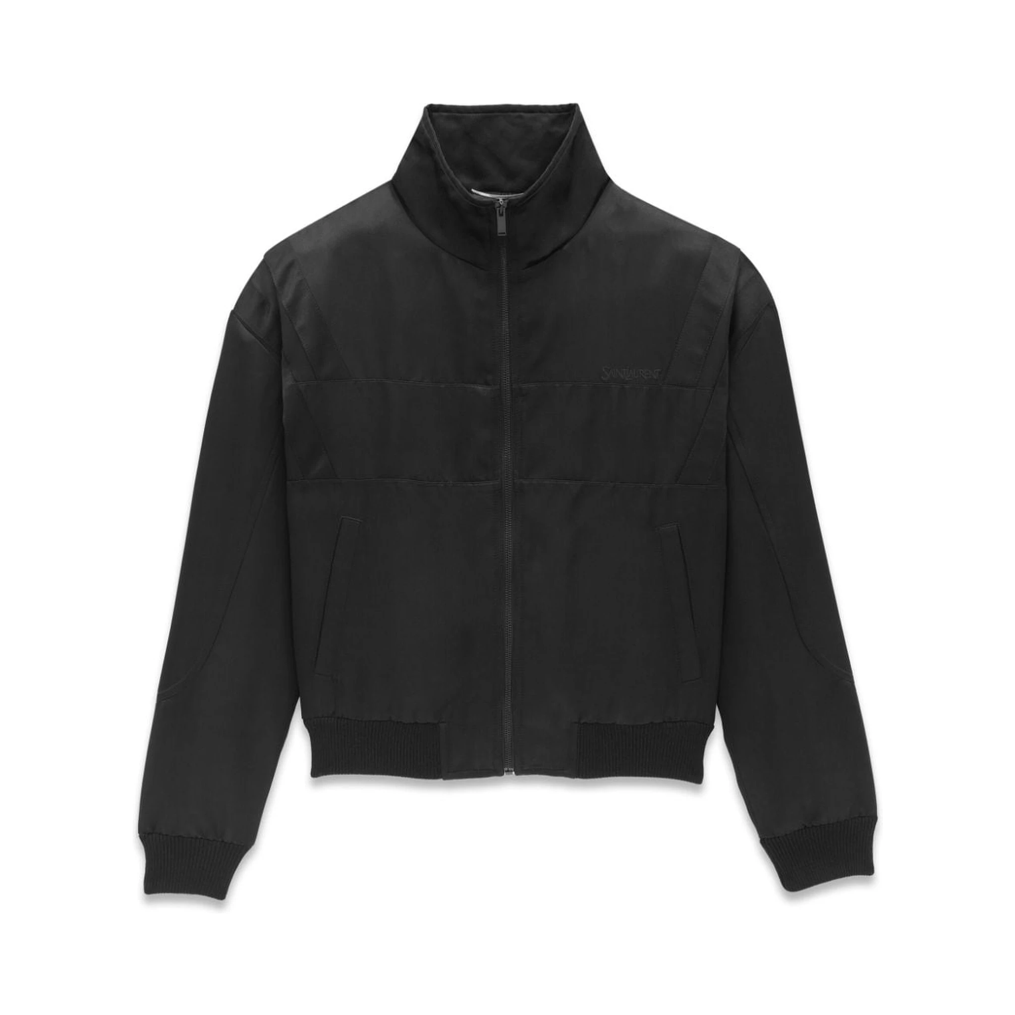 Logo Satin Bomber Jacket In Black