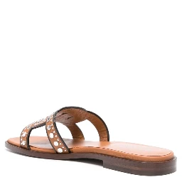 Brown Leather Sandals With Decorative Studs