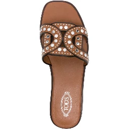 Brown Leather Sandals With Decorative Studs