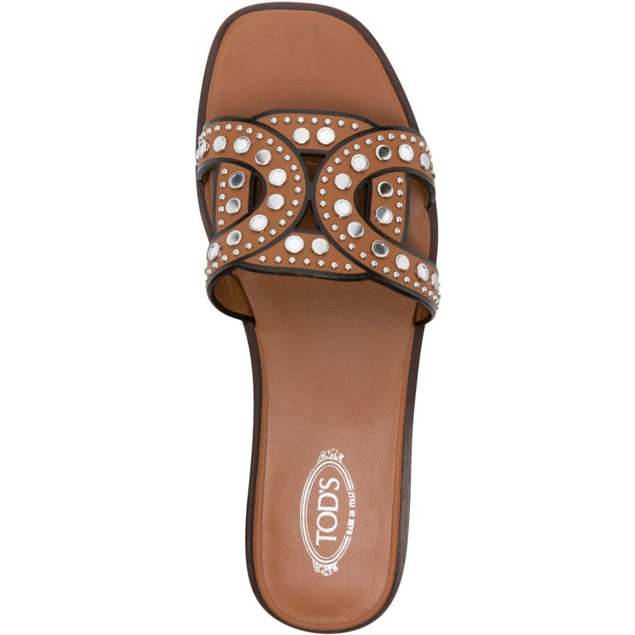 Brown Leather Sandals With Decorative Studs