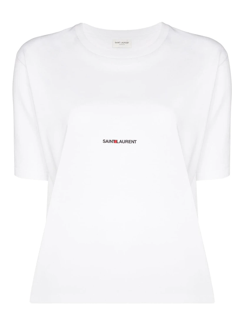 Cotton T-shirt With Frontal Iconic Print In White
