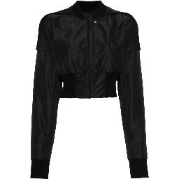 Womens Black Cropped Stand-collar Woven Jacket