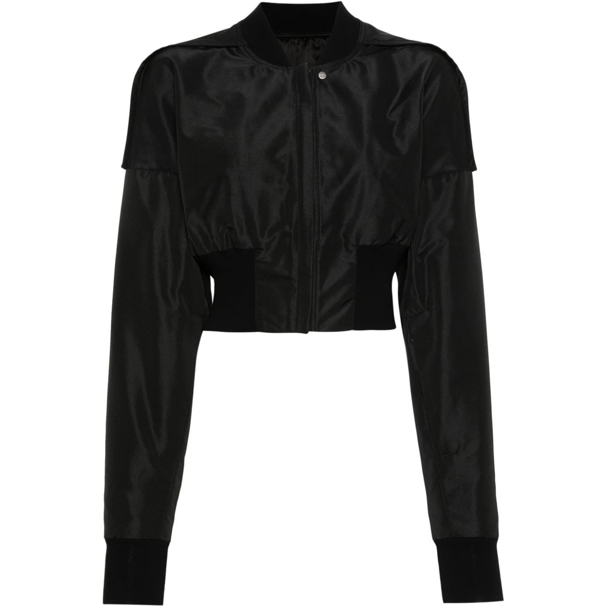 Womens Black Cropped Stand-collar Woven Jacket