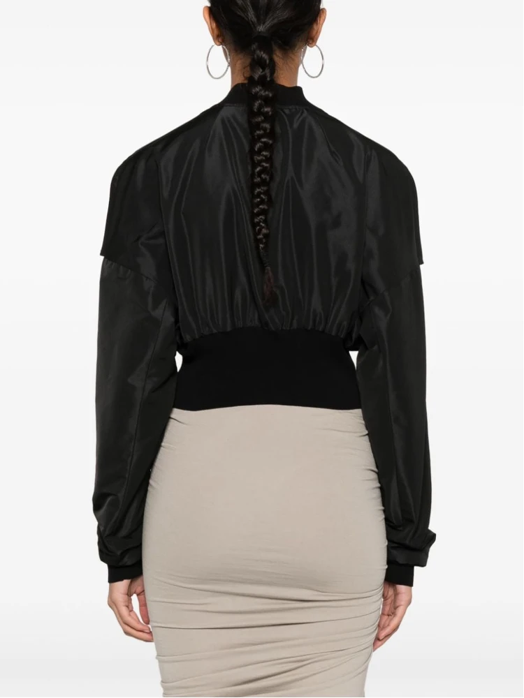 Womens Black Cropped Stand-collar Woven Jacket alternative