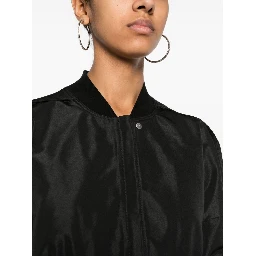 Womens Black Cropped Stand-collar Woven Jacket