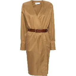 Women's Cotton Twill Midi Dress In Brown