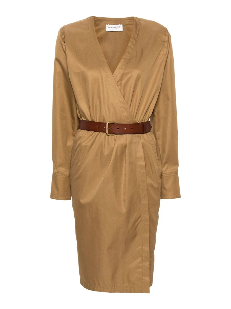 Women's Cotton Twill Midi Dress In Brown