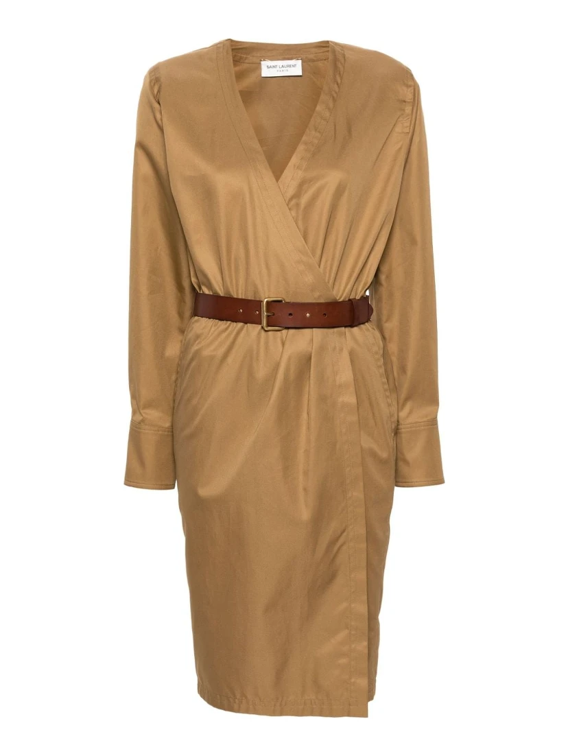 Women's Cotton Twill Midi Dress In Brown