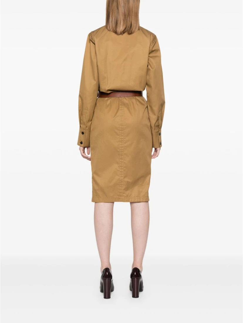 Women's Cotton Twill Midi Dress In Brown
