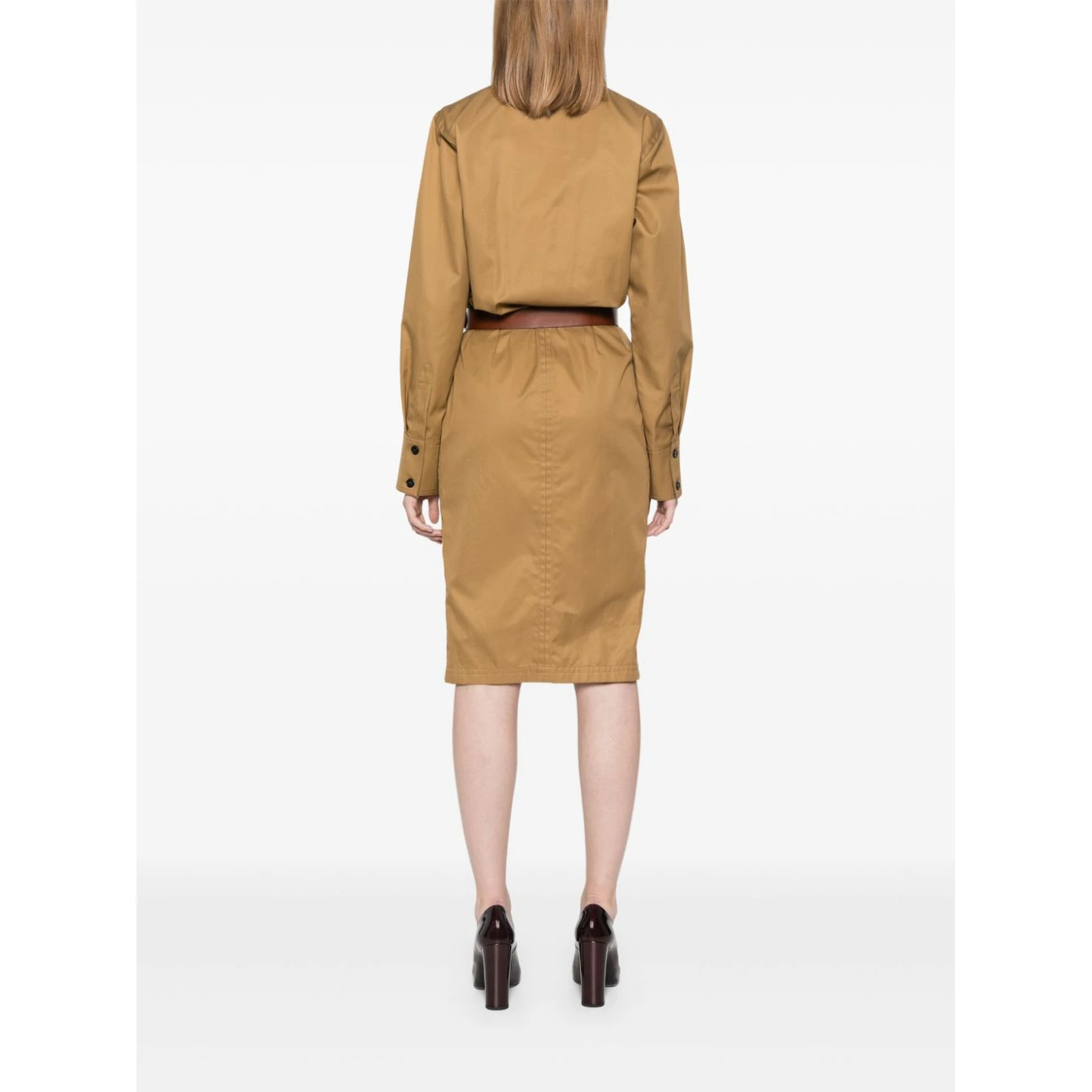 Women's Cotton Twill Midi Dress In Brown