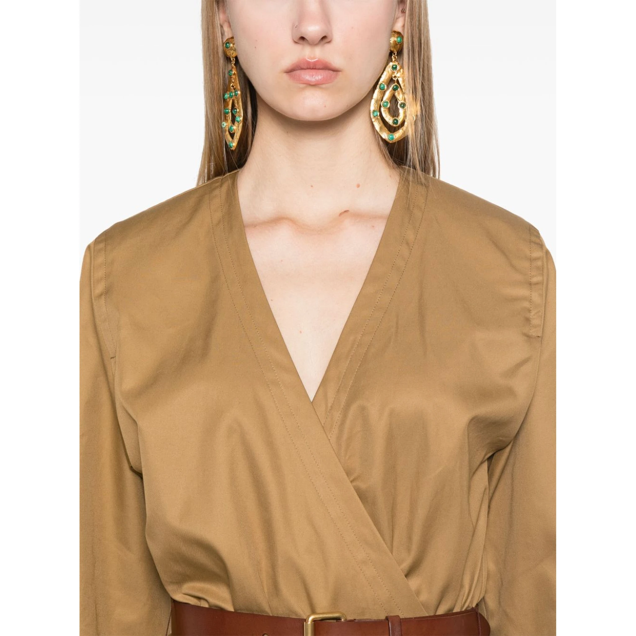 Women's Cotton Twill Midi Dress In Brown