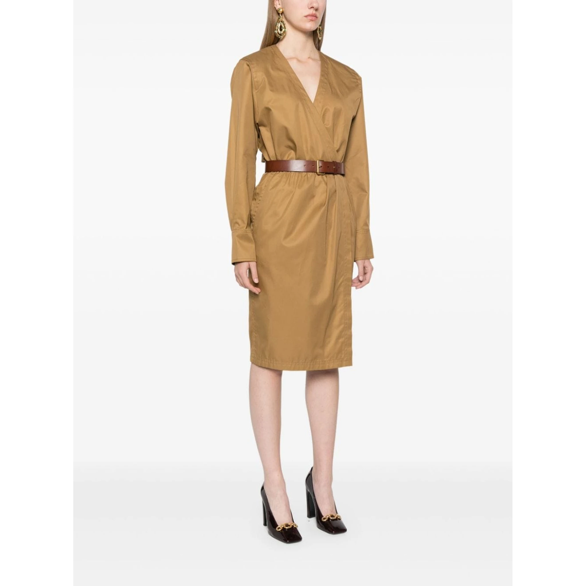 Women's Cotton Twill Midi Dress In Brown