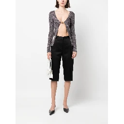 Glittered Knit V-neck Cardigan In Grey