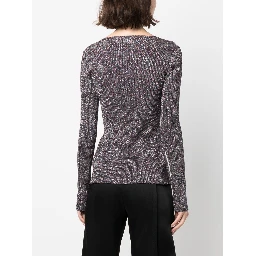 Glittered Knit V-neck Cardigan In Grey