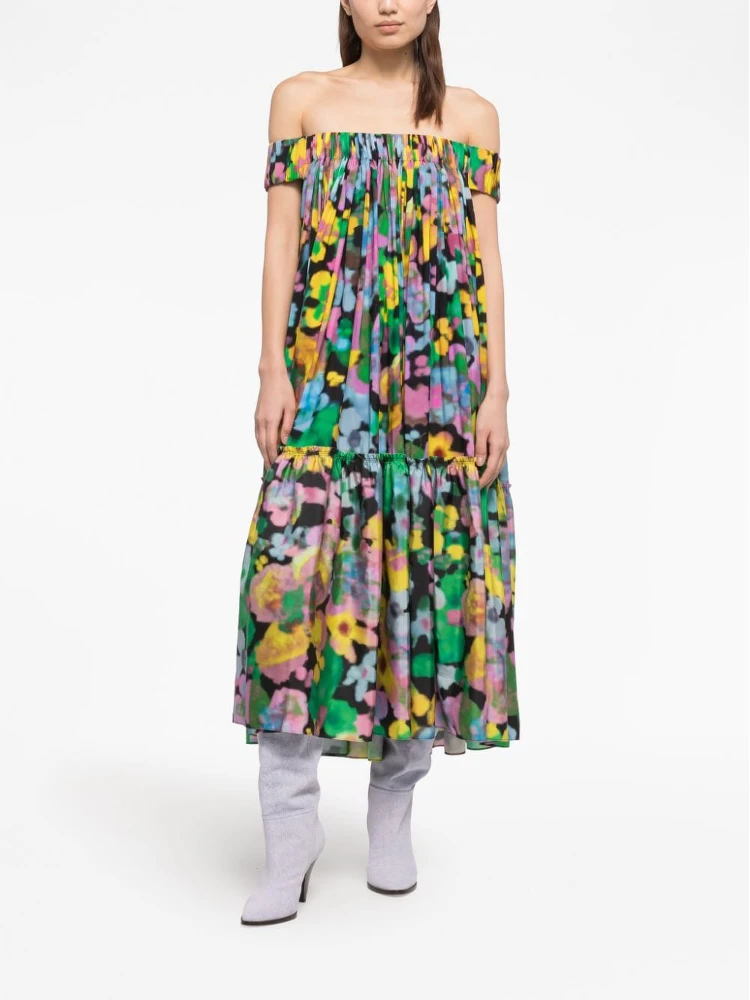 Floral-print Off-shoulder Midi Dress In Flowers Print alternative
