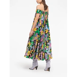 Floral-print Off-shoulder Midi Dress In Flowers Print