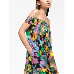 Floral-print Off-shoulder Midi Dress In Flowers Print