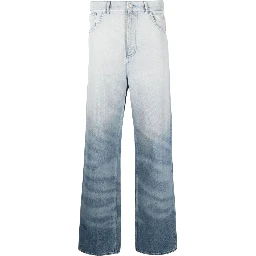 Crystal Embellished Wide Leg Jeans In Navy